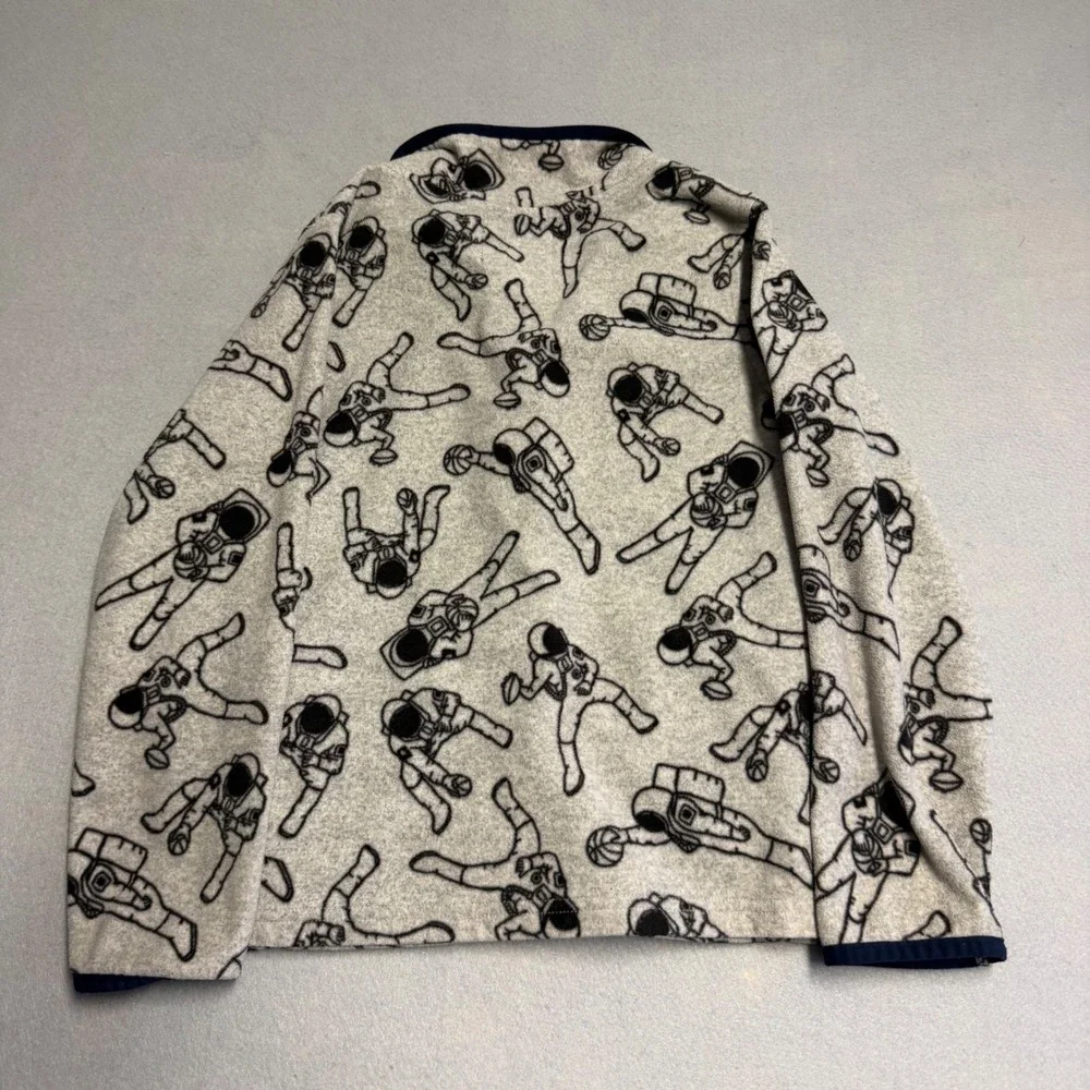 OshKosh Bgosh Kids Gray Fleece Astronaut Print Full Zip Jacket Size 8 Space Spt.